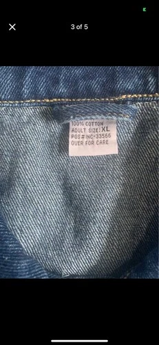 Men's Blue Denim Trucker Jacket 100% Cotton Button Front Pockets XL 44" image 3