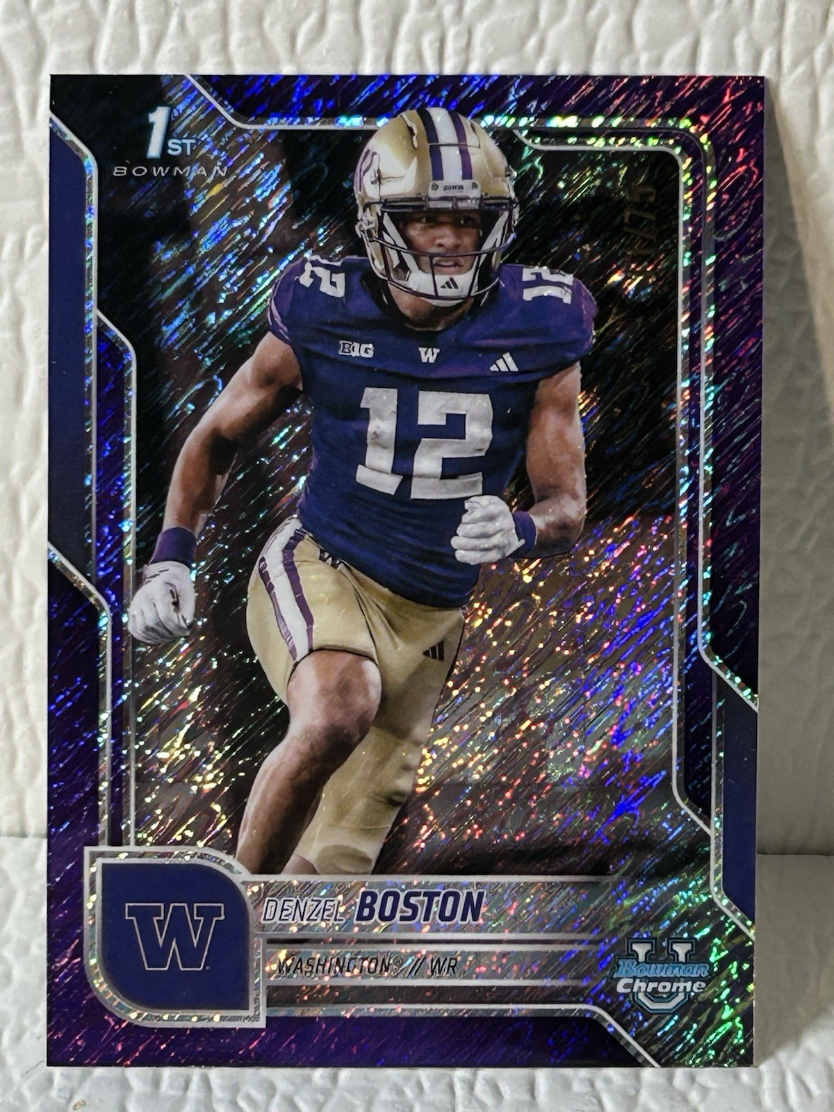 Denzel Boston 2025 Bowman Chrome University Purple Shimmer Refractor #34 (#11/75