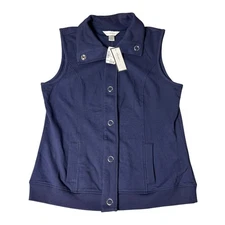 Christopher & Banks Relaxed Restyled Navy Vest Women's Medium Sleeveless