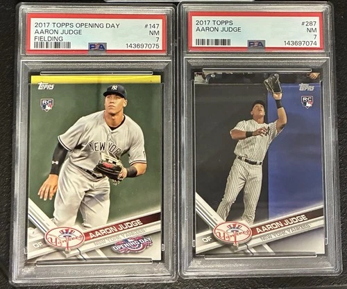 2017 Topps Opening Day #147 & Flagship #287 Aaron Judge PSA 7
