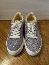 Betsey Johnson Purple Rhinestone Thick Platform Sneakers Size-5.5M