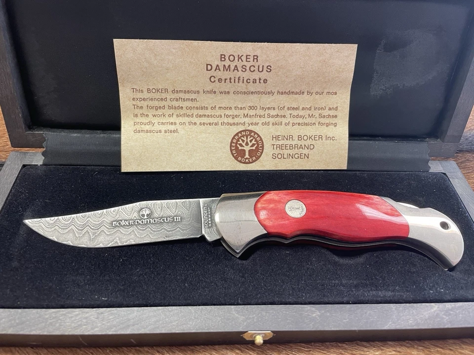 Дамасский складной нож BOKER с коробкой, 300 складок, новый из старых запасов - Изображение 2 из 4