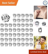 Elegant 50 PCS Silver Dog Paw Charm Beads - Perfect for Custom Jewelry Gifts