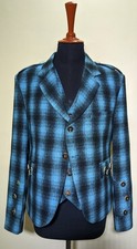 Scottish Tweed Wool Argyle Kilt Jacket With Waistcoat