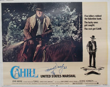 John Wayne CAHILL U.S Marshall Autograph Signed Lobby Card Authentic JSA 'Rare''