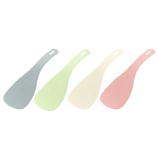4pcs Plastic Rice Paddle Non-Stick Rice Spoon Stand-up Rice Spatula Multicolor