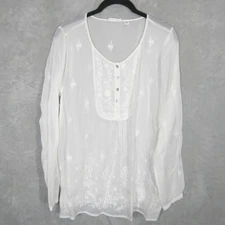 JJill Uncommon Threads Tunic Top Womens Medium White Embroidered Cotton