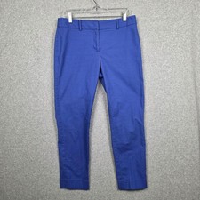 Talbots Pants Womens 8 Blue Hampshire Ankle Slim Fit Textured Career Work