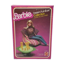 VINTAGE 1978 BARBIE DREAM HOUSE FURNITURE CHAIR END TABLE # 2468 IN ORIGINAL BOX