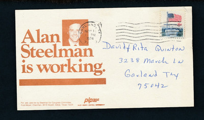 1974 postcard Alan Steelman Texas TX