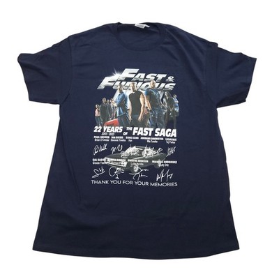 Fast & Furious Anniversary 22 Years T Shirt Mens Size Large Paul Walker Blue