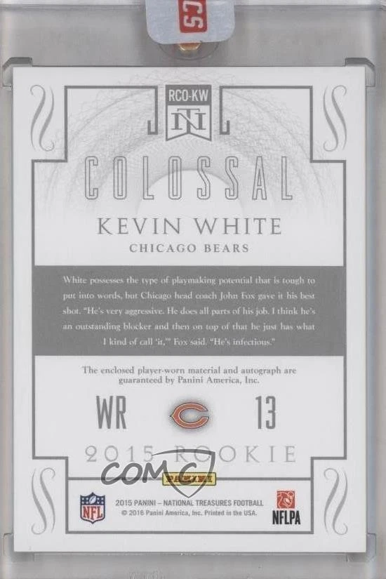 2015 Panini National Treasures /49 Kevin White #RCO-KW Auto RC - Image 2 of 2