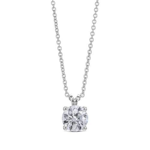 2.5 Carat Round IGI Certified E Color VVS2 Solitaire Necklace In 14k White Gold - Picture 4 of 5