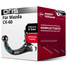 Für Mazda CX-60 KH (Oris) Anhängerkupplung abnehmbar + E-Satz 7pol universell