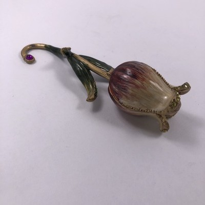 Ciel Tulip Flower Trinket Box Rhinestone Crystal Enamel