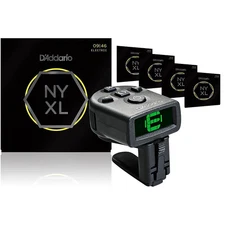 D'Addario NYXL0946 Electric Guitar Strings 5-Pack with NS Micro Headstock Tuner