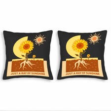 Set of 2 Decorative Throw Pillow Covers 18x18in -Sunflowers  Stylized Sun