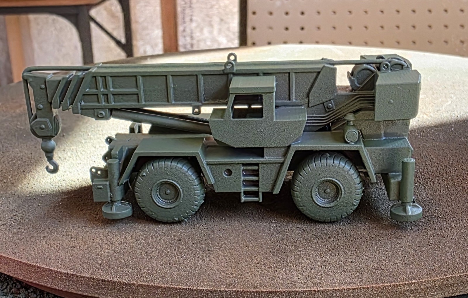 One HO 1/87 scale Rough terrain cargo crane flat car load, EXCLUSIVE!