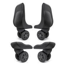The front and rear wheels of the luggage are ...