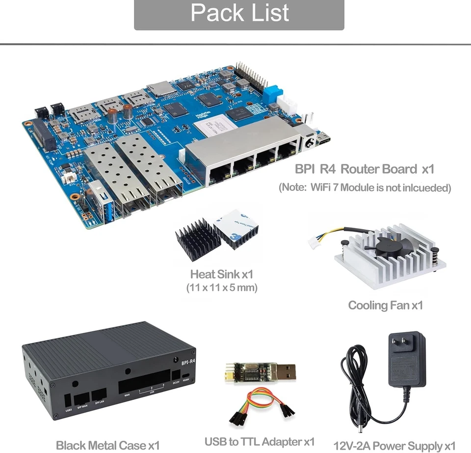 Banana Pi BPI-R4: Versatile WiFi 7 Router Board for Smart Home & NAS Needs - Image 4 of 4