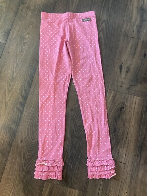 Matilda Jane Pink White Polka Dot Ruffle Pants Leggings - Size Girl's 12