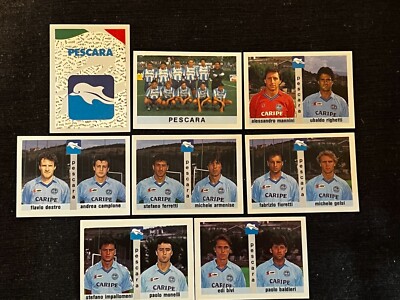 KOMPLETTE TEAM AUFKLEBER EUROFLASH FUSSBALL 91 1991 PESCARA NO PANINI RARE MINT
