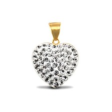 9ct Gold Crystal Love Heart Charm Pendant