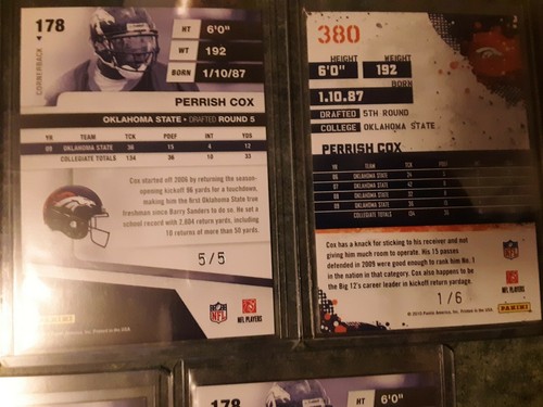 (5) card lot 2010 Panini Absolute Memorabilia Spectrum /5 Perrish Cox Rookie RC - Picture 3 of 3