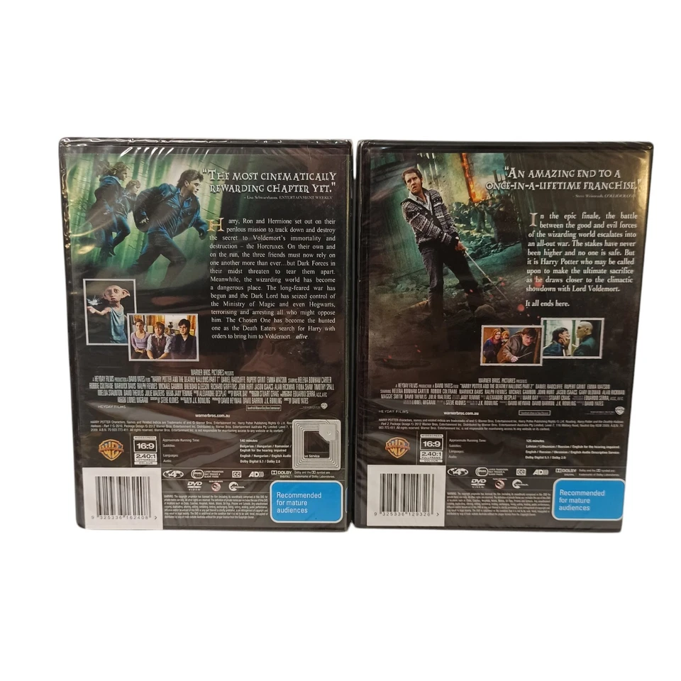 Harry Potter & The Deadly Hallows Part 1 2 DVD Hogwarts Magic Wizards R4 New - Image 2 of 4