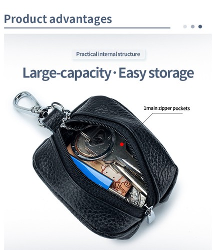 Womens Small Change Purse Coin Wallet Leather Zipper Card Holder Clutch Keychain - Picture 5 of 16