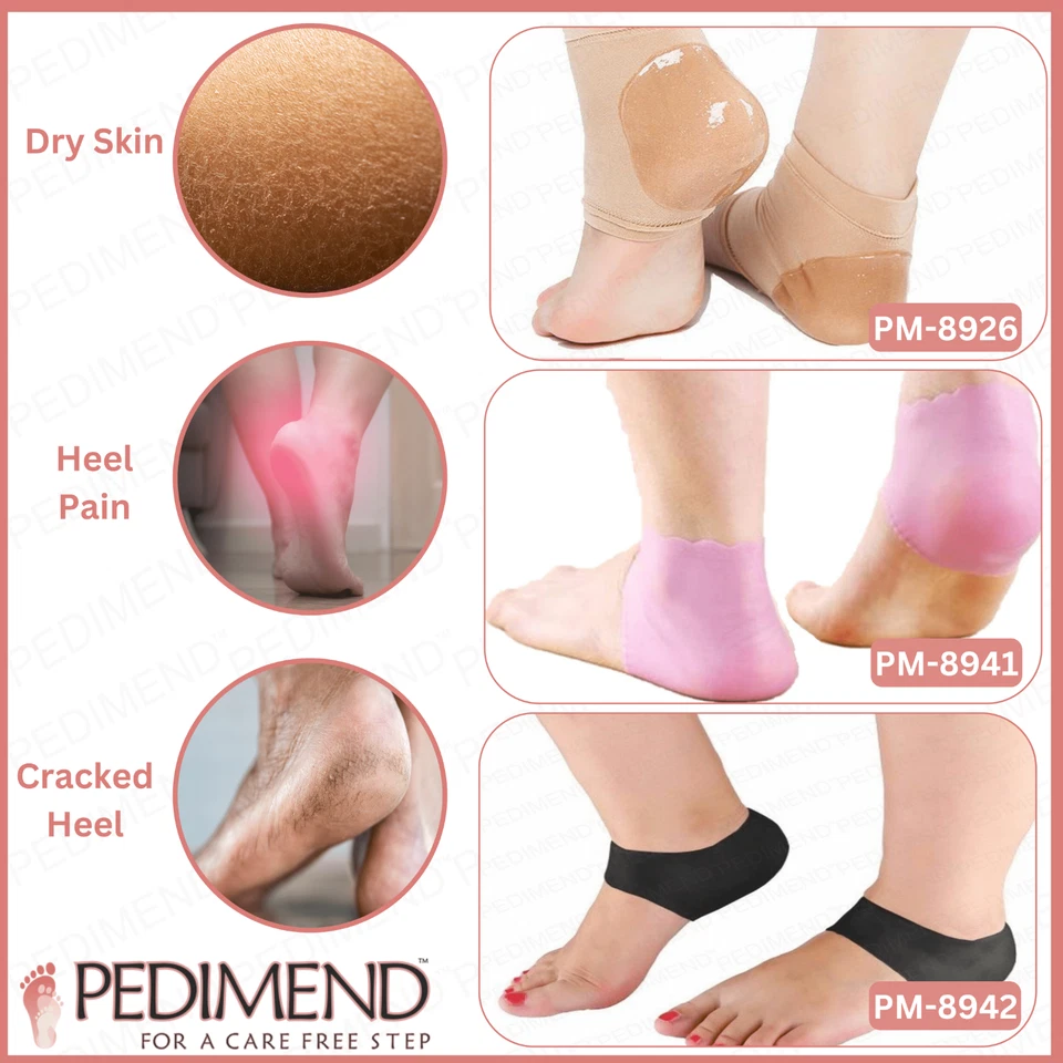 Pedimend Gel Moisturizing Heel Socks & Protector for Cracked Heel & Pain Relief