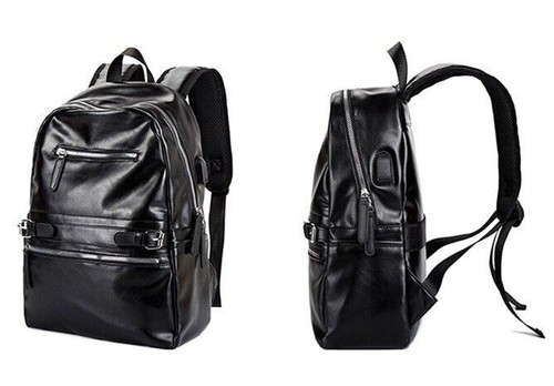 Mens Backpack Business Leather Laptop School Bag Waterproof Sports Travel Bag - Picture 10 of 16