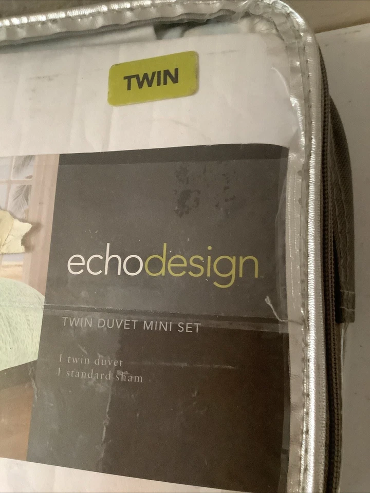 Juego de edredón doble Echo Design azul blanco 100% algodón satén 72x90 pulgadas Foto 2 de 4