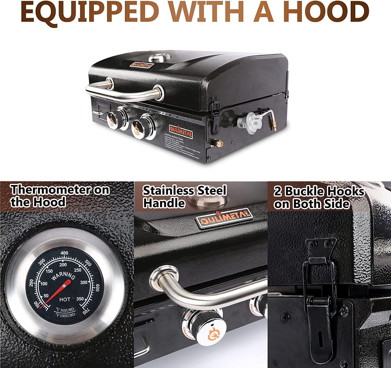 QuliMetal Portable Table Top Griddle,22 Inch 2Burner Propane Gas Flat Top Grill eBay