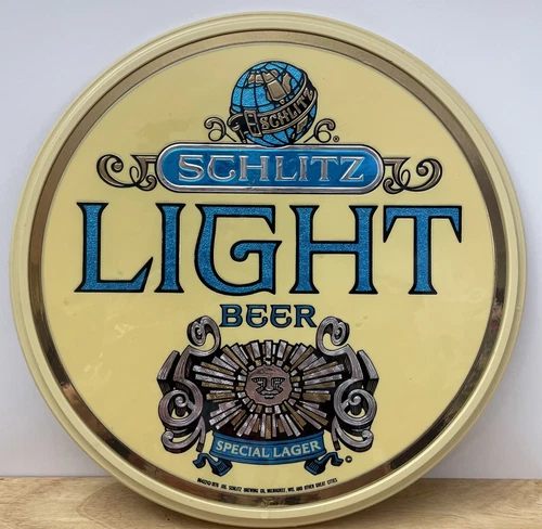Schlitz Light Beer Hard Plastic Sign Vintage 1976 Man Cave Advertising 11"