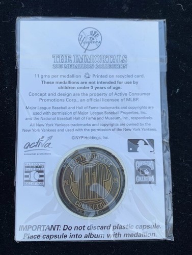 *NEW SEALED* 2005 NEW YORK POST NY YANKEES IMMORTALS MEDALLIONS LEFTY GOMEZ - Picture 2 of 2