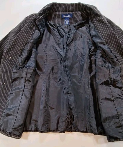 Denim & Co Blazer Jacket Womens 1X Black Denim Pinstripe 2 Button Pockets Lined - Picture 7 of 8
