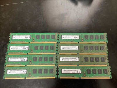 Lot Of 8 Micron 4GB 1Rx8 PC3-12800U Desktop Memory