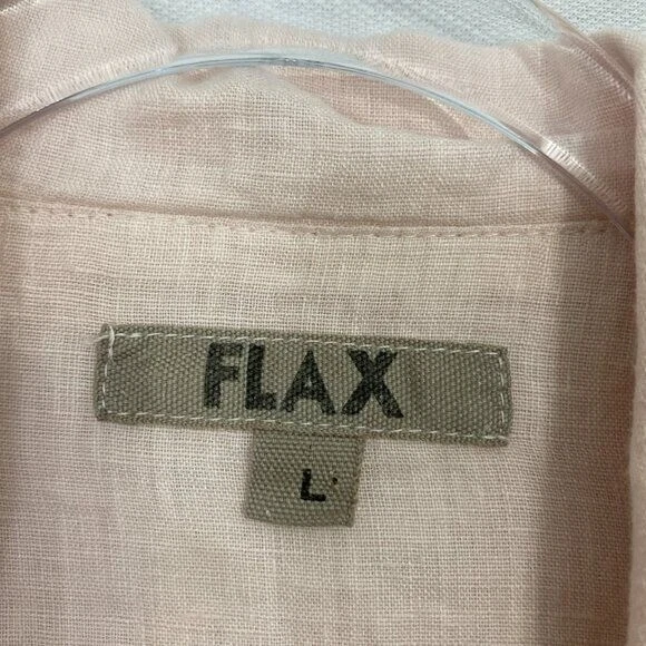 Flax Pink Blush 100% Linen Zip Up Moto Jacket Large - Image 2 of 4