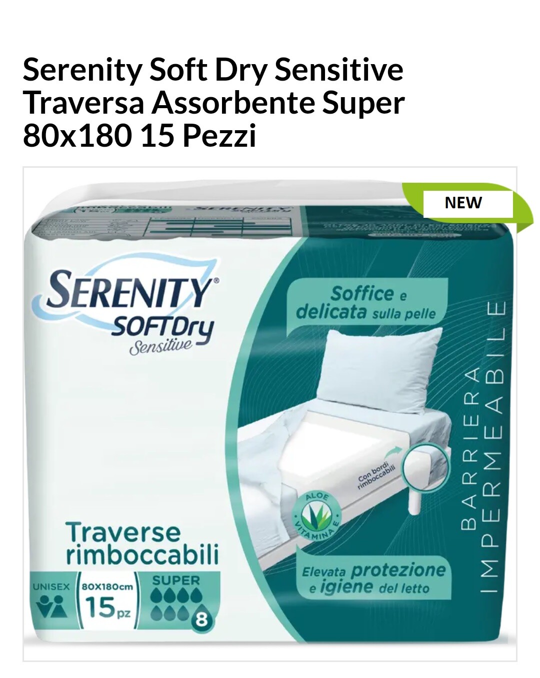 TRAVERSE ASSORBENTI CON ALI RIMBOCCABILI 80X180 SERENITY TOTALE 90 PEZZI