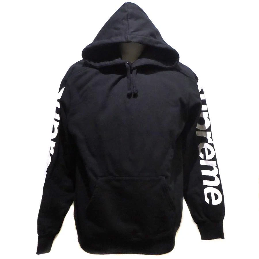Sweat à capuche unisexe authentique Supreme 100 % coton noir taille S longu cm larg cm