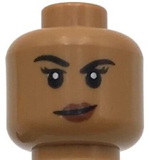 Lego New Medium Nougat Minifigure Head Dual Sided Female Black Eyebrows Parts