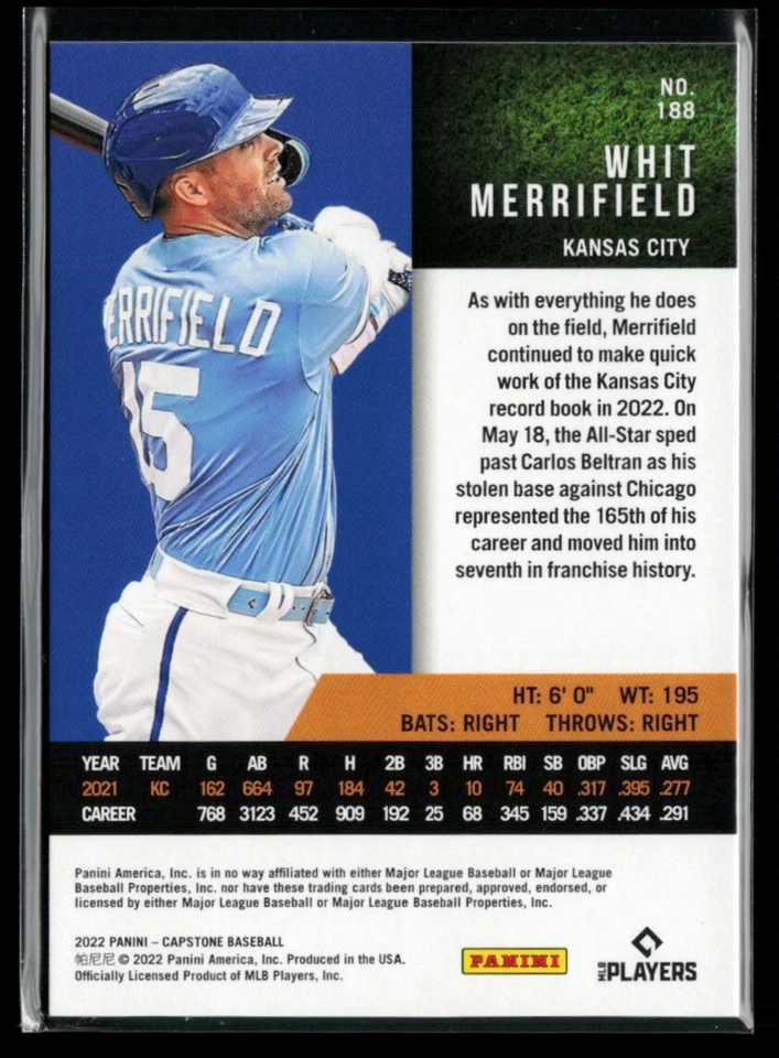2022 Panini Capstone Red #188 Whit Merrifield LS - Image 2 of 2
