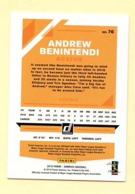 2019 Panini Donruss Baseball Andrew Benintendi card #76 Boston Red