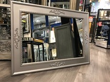 Ornate French Design Silver/Grey Wall Mirror Antique Frame Free Style 94x69cm