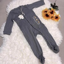 NWT Lupilu Pure Collection Gray "Little But Wild" 100 Cotton Footie Baby 6-9M 