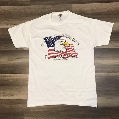 Vintage 90s Proud To Be American Bald Eagle 9/11 United We Stand Shirt Sz Large