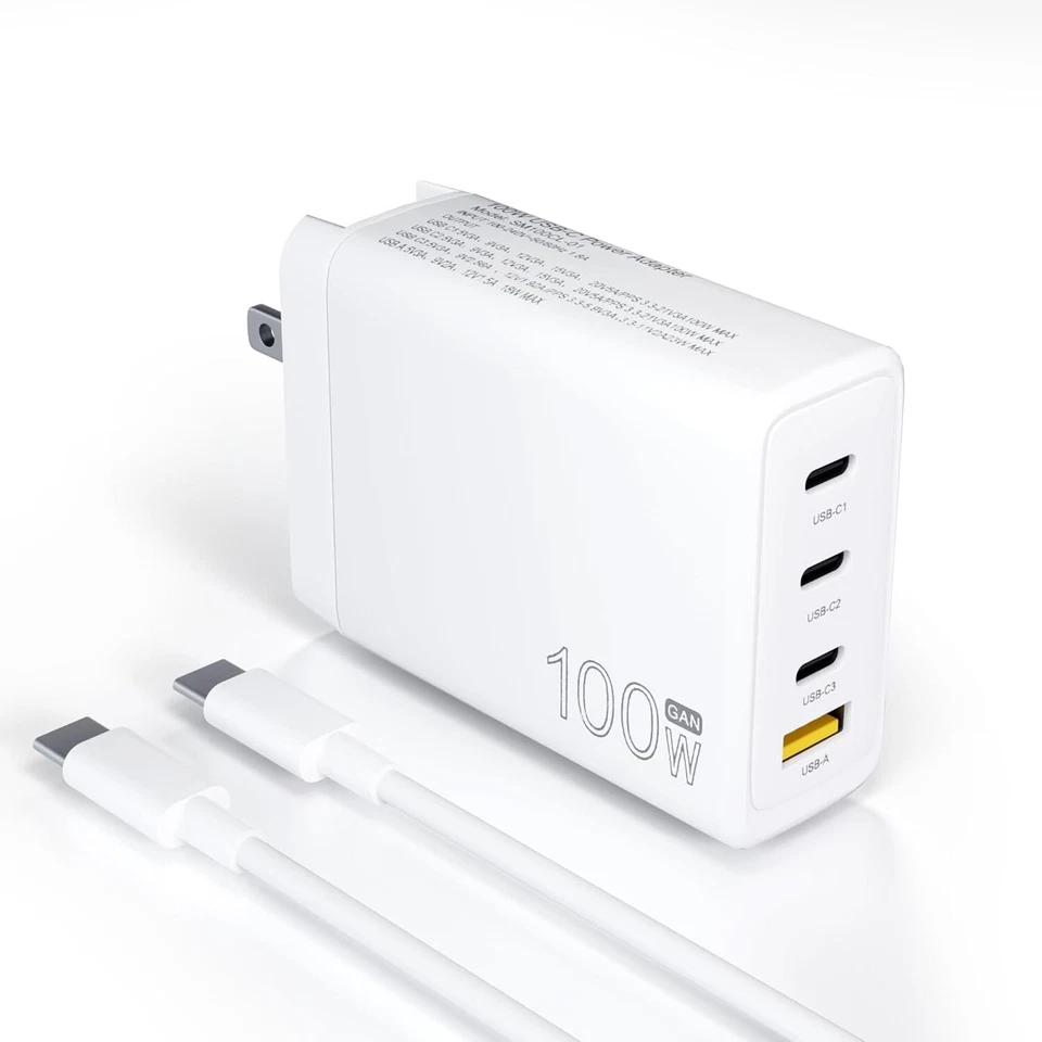 Cargador rápido 100W GaN USB C 4 puertos PD USB apto para Lenovo Samsung HP Apple Acer Foto 2 de 4
