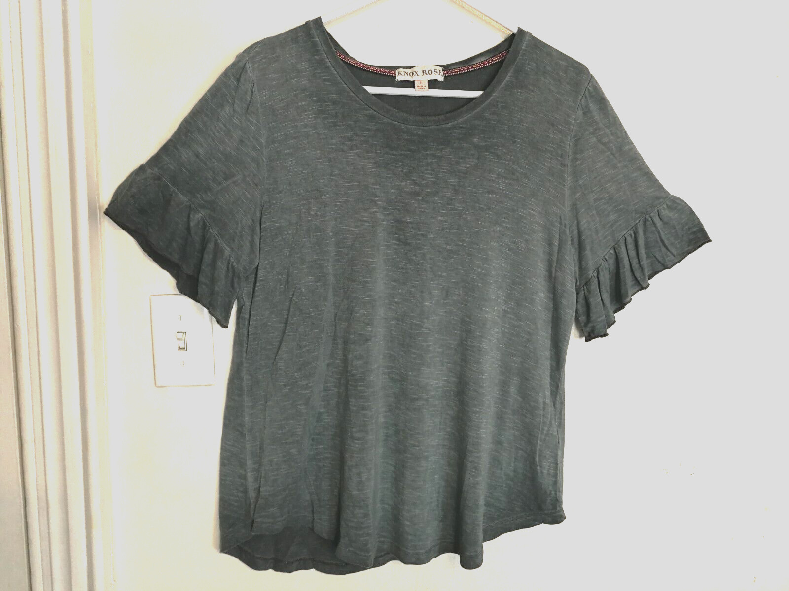 Knox Rose Womens Blouse XXL Gray Faded Bell Sleeve Shirt Top Casual Outdoor
