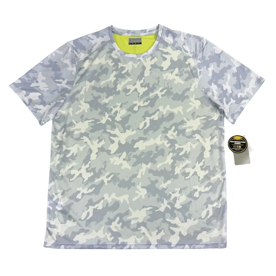 Camiseta de golf PGA Tour para hombre Performance camuflada manga corta gris amarilla, XL Foto 2 de 3